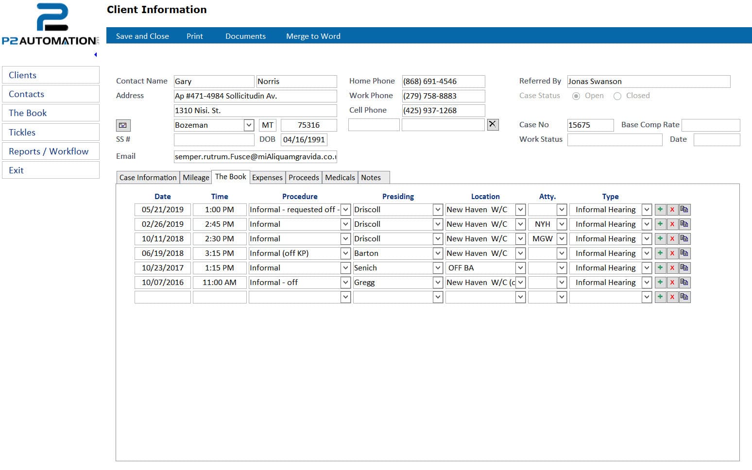 event management software client information