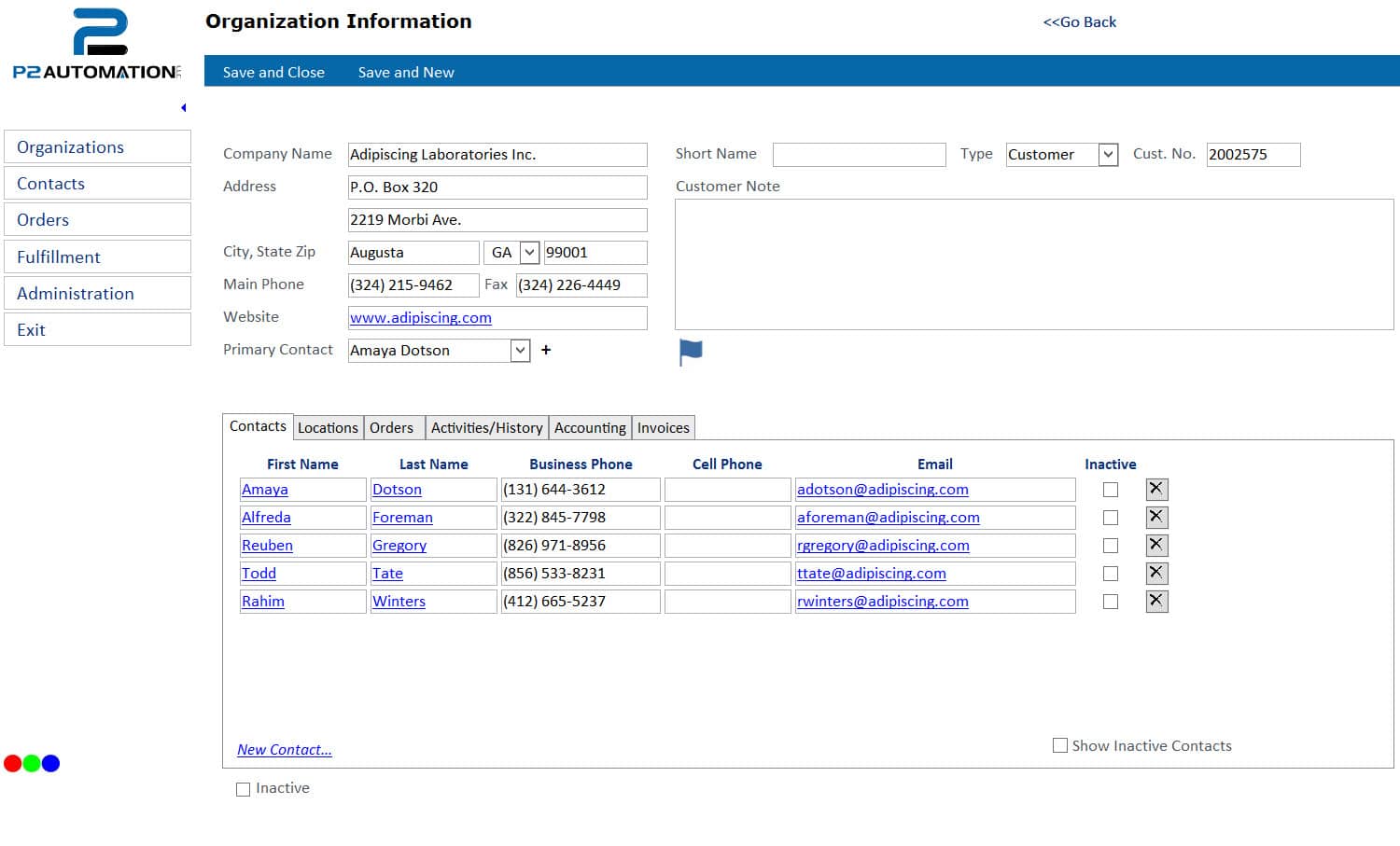 Organization Contacts