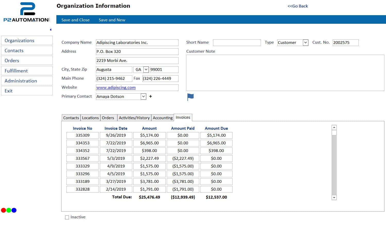 Organization Invoices